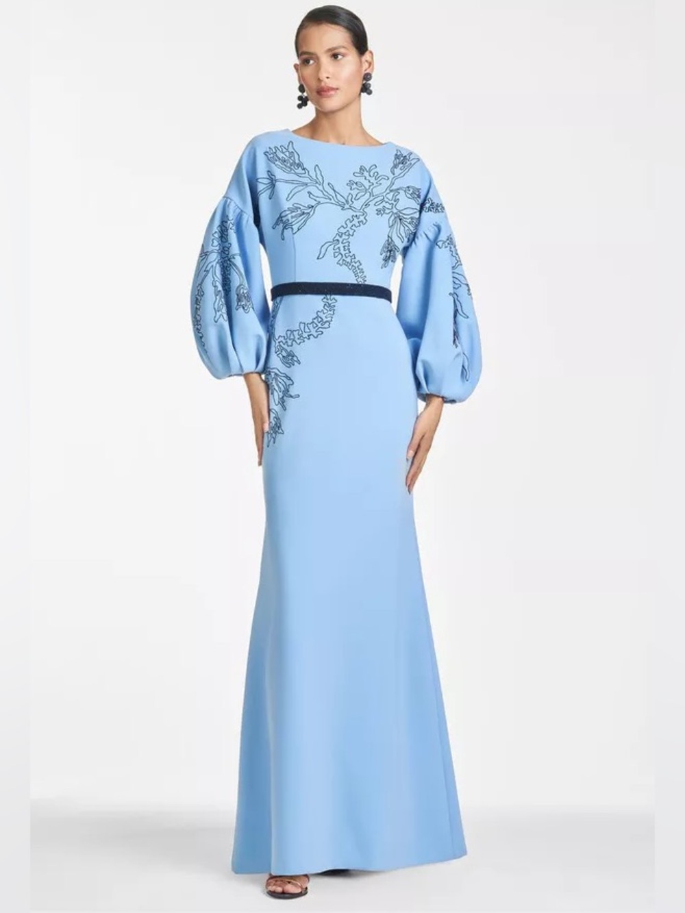 SACHIN & BABI Aria Cornflower Blue Embroidered Gown Maxi Dress NWT $994 - Picture 2 of 6